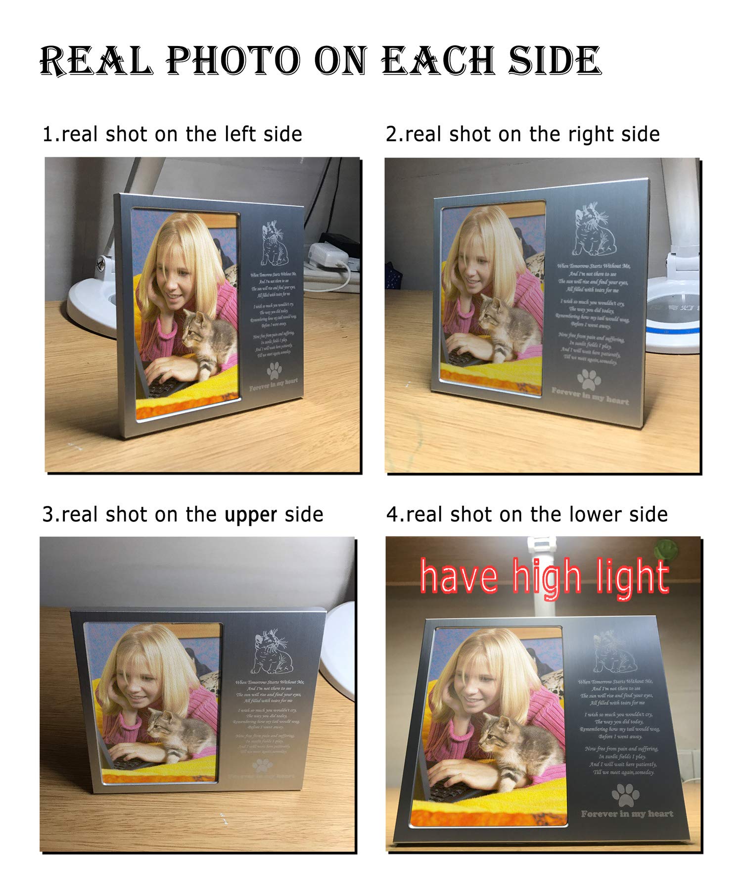 JOEZITON Pet Memorial Personalized 4x6 Picture Frame for Loss of Dogs or Cats.