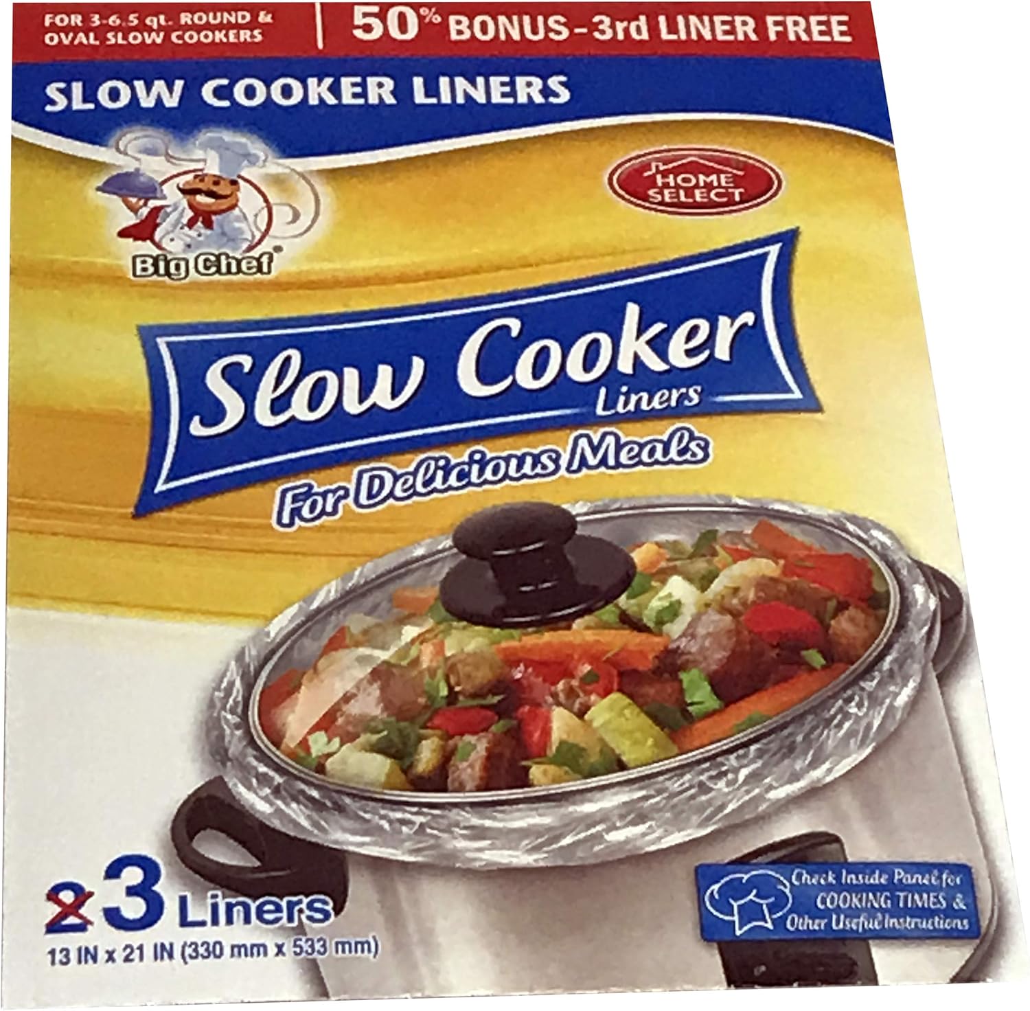 Slow Cooker Liners Pack of 3 will fit Oval and 3-6.5 qt Rounds
