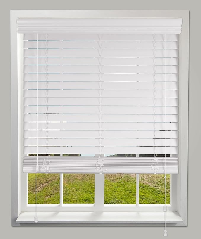 Calyx Interiors Faux Wood Blind, 33.5Inch Width by 61Inch Height