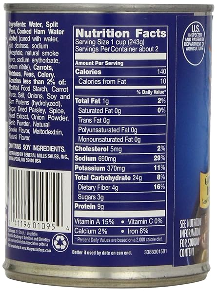 PROGRESSO TRADITIONAL, SPLIT PEA WITH HAM SOUP, 19 OZ. (PACK OF 12)