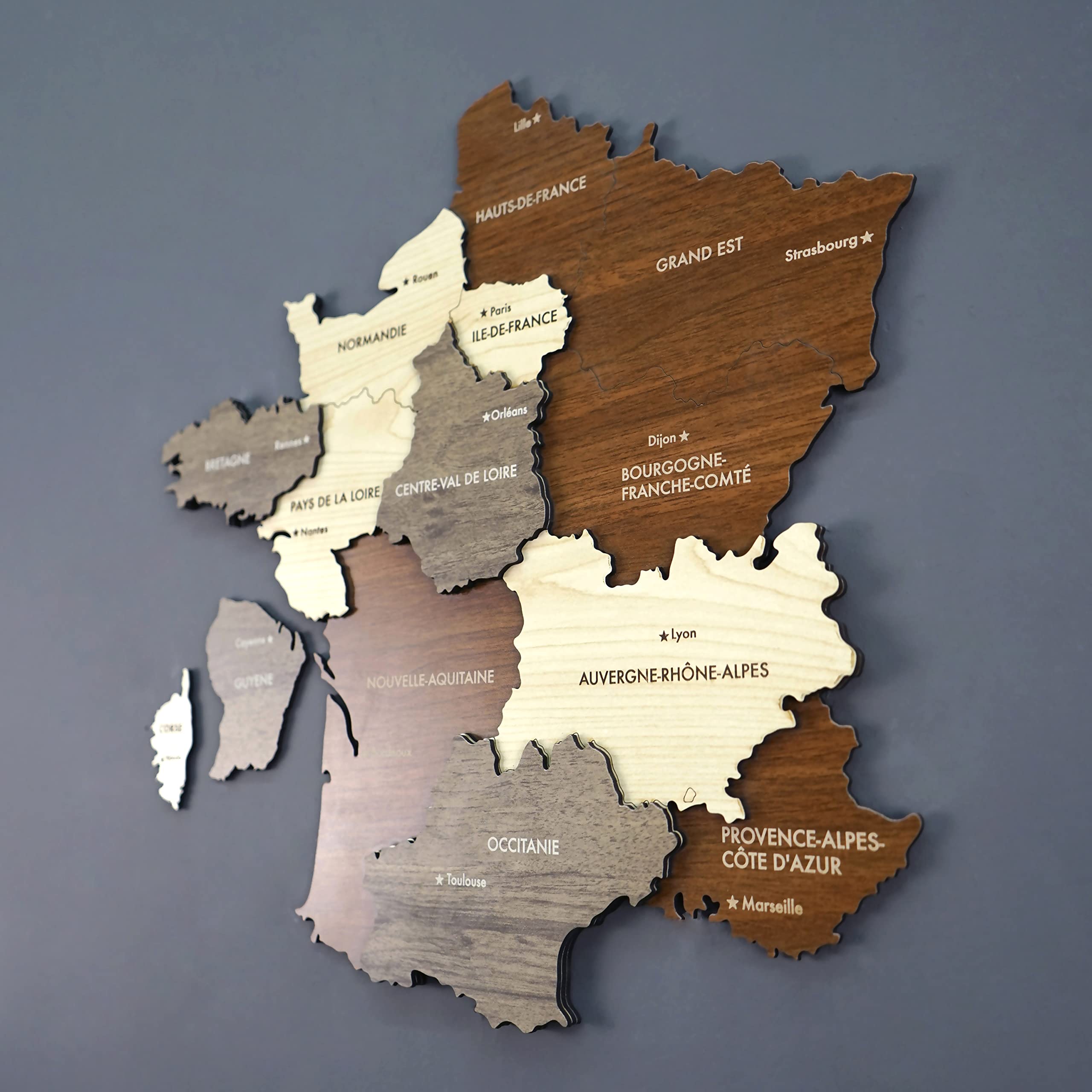 Colorfull Worlds Multilayered Wooden 3D France Wall Art, Gift for French, France Wooden Wall Decor, Wall Art for Traveller (40x40 cm | 15x16 inches)