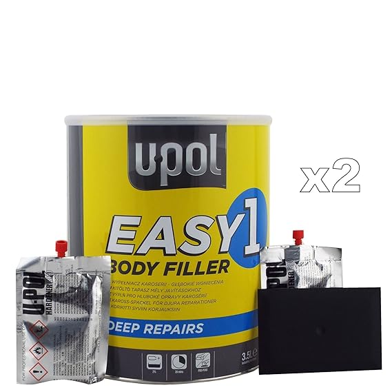 UPol 2 x easy1 car body filler 3.5 litre easysand polyester bodyfiller