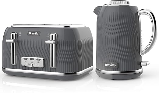 silver grey kettle and toaster