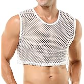 DTODWW Men's Mesh Shirts Fishnet Tank Top T-Shirts See Through Sexy Round Neck Sexy Muscle Crop Tee …