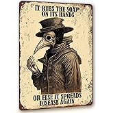 Gothic Bathroom Decor Retro Wall Art Signs, Funny Wash Your Hands Plague Bathroom Décor, Metal Tin Signs 8x12 Inch.
