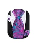 Barry.Wang Men Tie Set Paisley Fuchsia Teal Silk