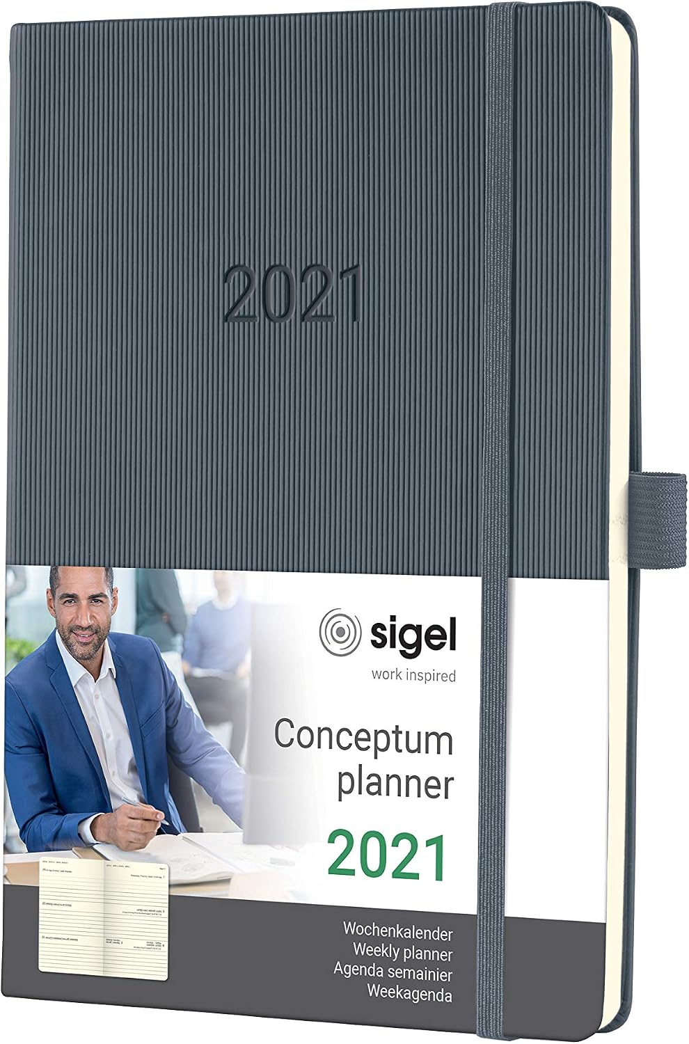SIGEL C2166 Weekly Diary 2021, Approx. A5, hardcover, Dark Grey - Conceptum, dunkelgrau