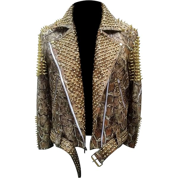 Litswear Men's Python Print Leather Jacket - Soft Sheepskin