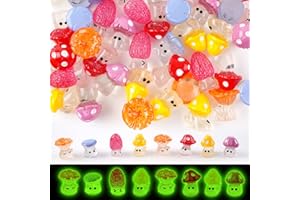 Mini Mushrooms, Mini Resin Figures Glow in The Dark, Mushroom Accessories for Fairy Garden Terrarium Accessories Decor Micro 