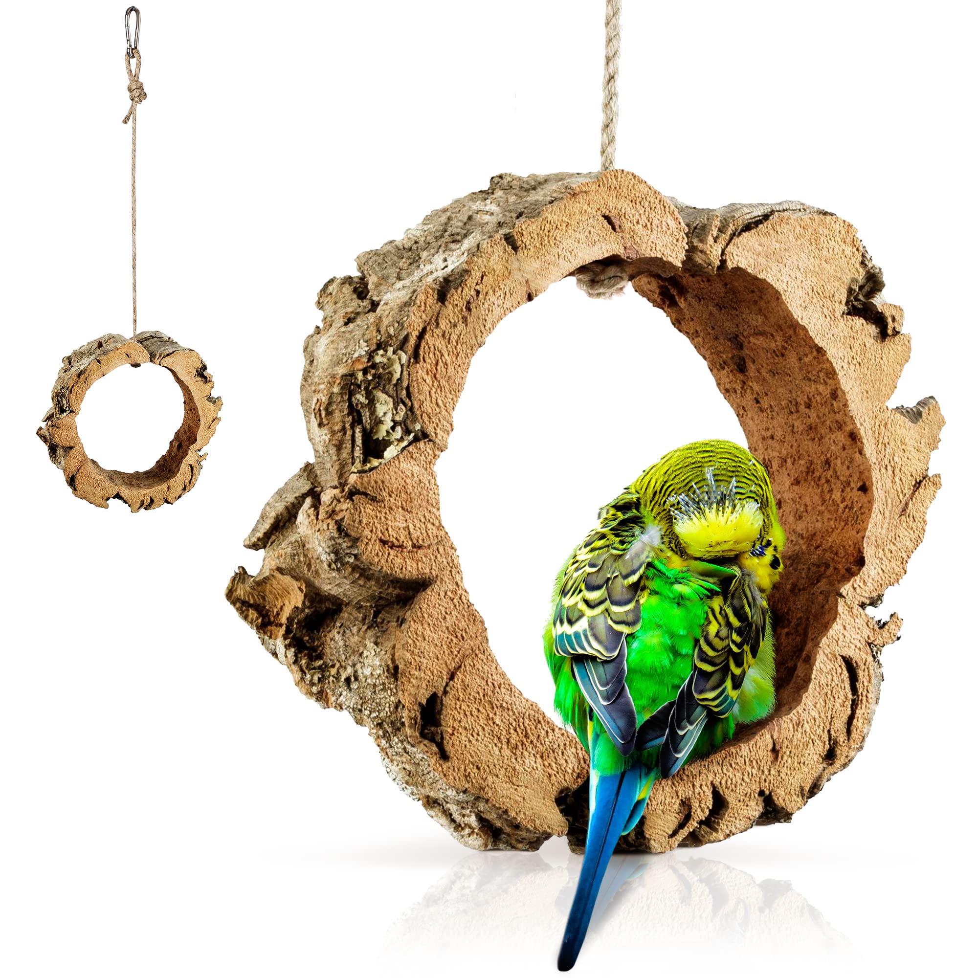 Cork swing for birds and rodents. | cleaned & sanitised | Round swing made from pure, natural cork bark for swinging, playing, nibbling and gnawing. Bird toy and accessory from Kork-Deko