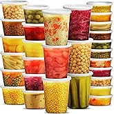 JoyServe Deli Food Containers with Lids - (48 Pack) 16 Sets of Each Size - 8 Oz-Cup / 16 Oz-Pint / 32 Oz-Quart Sizes Food Storage Takeout Meal Prep Storage, BPA-Free, Dishwasher, Microwave Safe