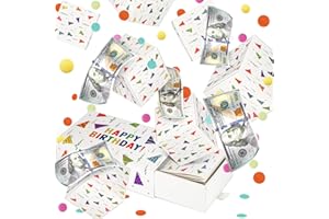 WenmthG Happy Birthday Surprise Gift Box Explosion for Money - DIY Pop Out Folding Bounce Explosion Gift Box with Confetti - Birthday Money Bank - Cash Gift Idea for Women Men Kids (White)