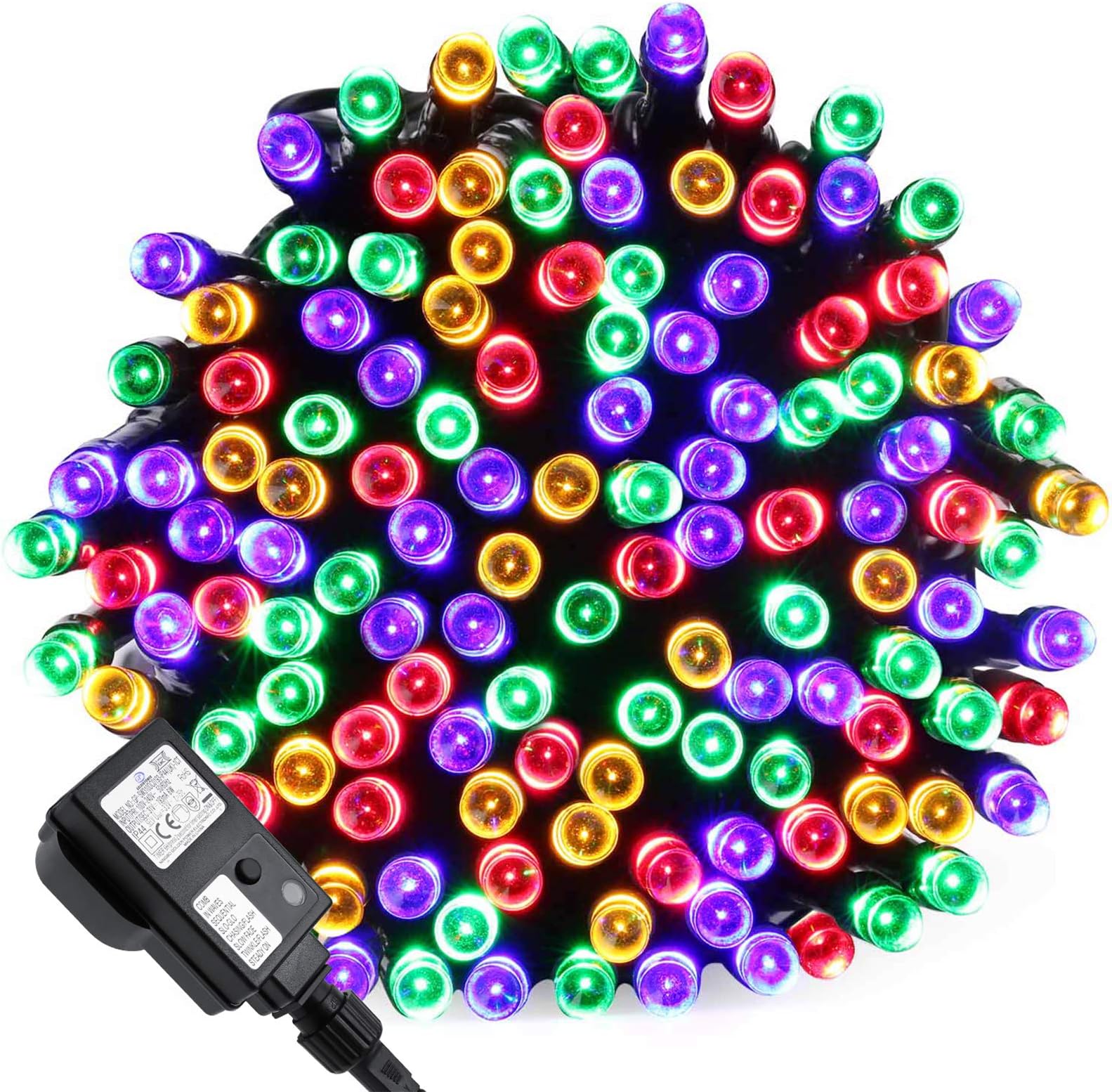 Qedertek Christmas Fairy Lights 33ft 100 LED Plug in Fairy String Lights with 8 Lighting Modes and Timer Function for Xmas Tree, Home, Wedding, Party, Christmas Decorations (Multicolor)