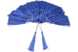 VAPKER 100 Pieces Blue Tassels 13cm/5-Inch Silky Handmade Soft Tassels Floss Bookmark Tassels with 2-Inch Cord Loop for Jewelry Making, DIY Projects, Bookmarks