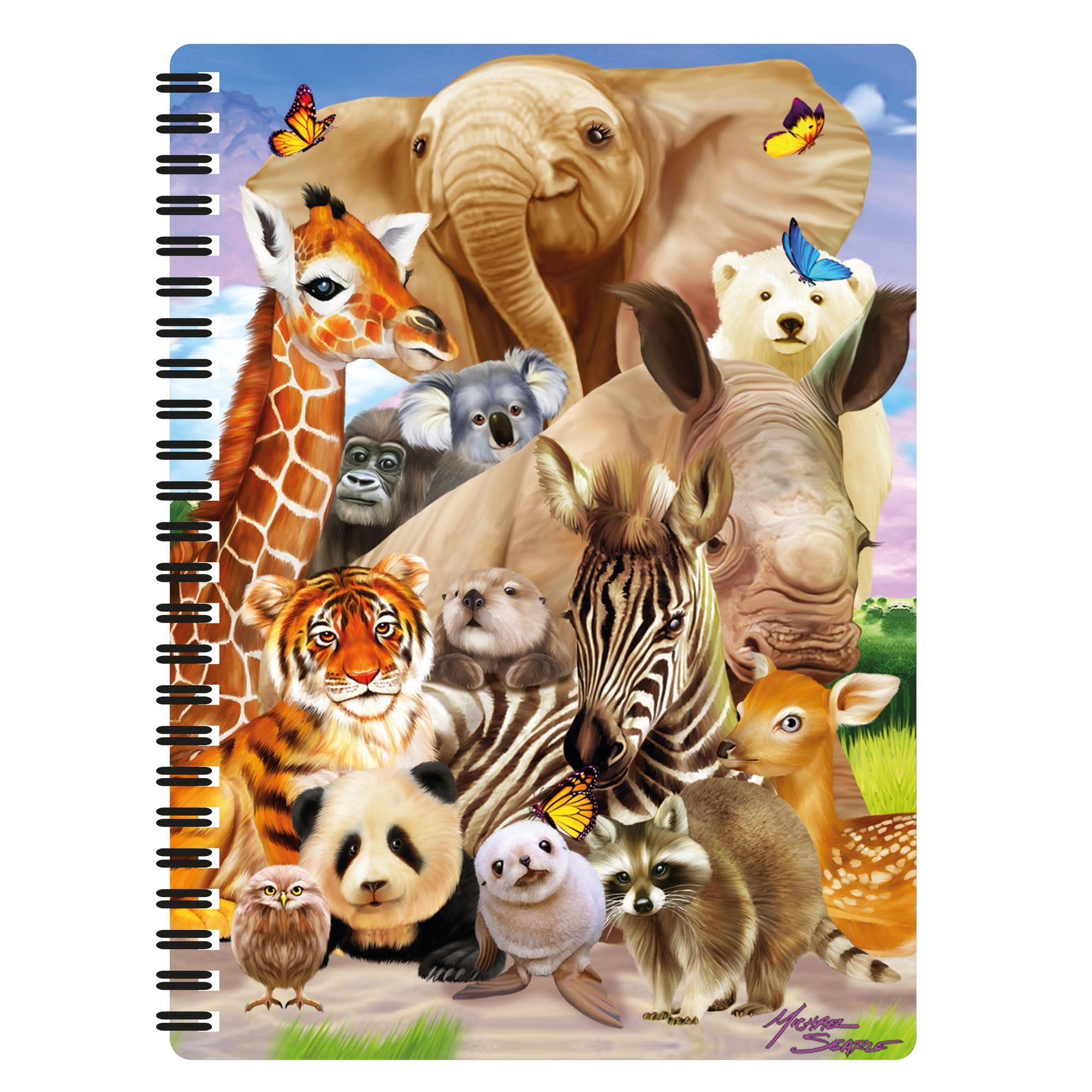 3D LiveLife A5 Notebook - Wild Smile from Deluxebase. Spiral Bound Lined Notebook with 80 Recycled Pages, 3D Safari Animal Art Notebooks for Work, Gifts and School Supplies, (21 x 14.5 cm).
