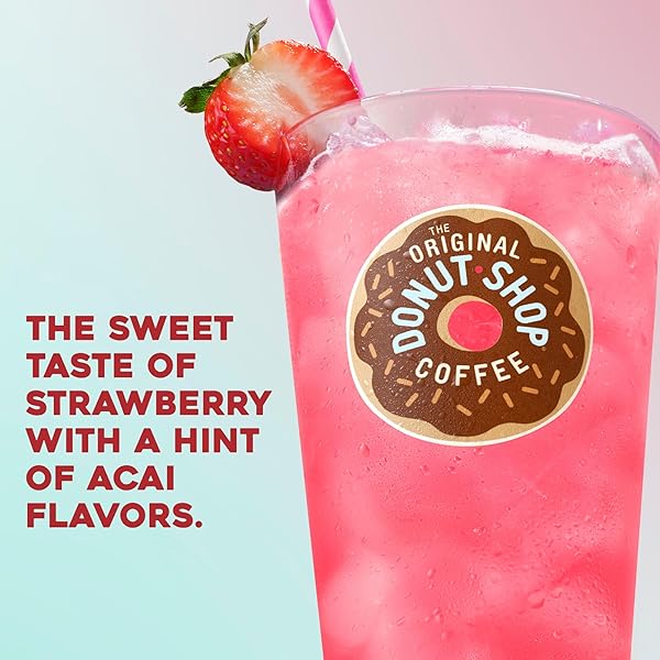 THE ORIGINAL DONUT SHOP ICED REFRESHERS, STRAWBERRY AÇAÍ FLAVOR, KEURIG SINGLE SERVE K-CUP PODS, 20 COUNT