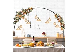 PINPON Over The Table Rod Stand with Clamps Adjustable Max Length 100" Max Height 53" Semi-circular Metal Balloon Flower Table Arch Decoration for Party Birthday Wedding Anniversary, Black