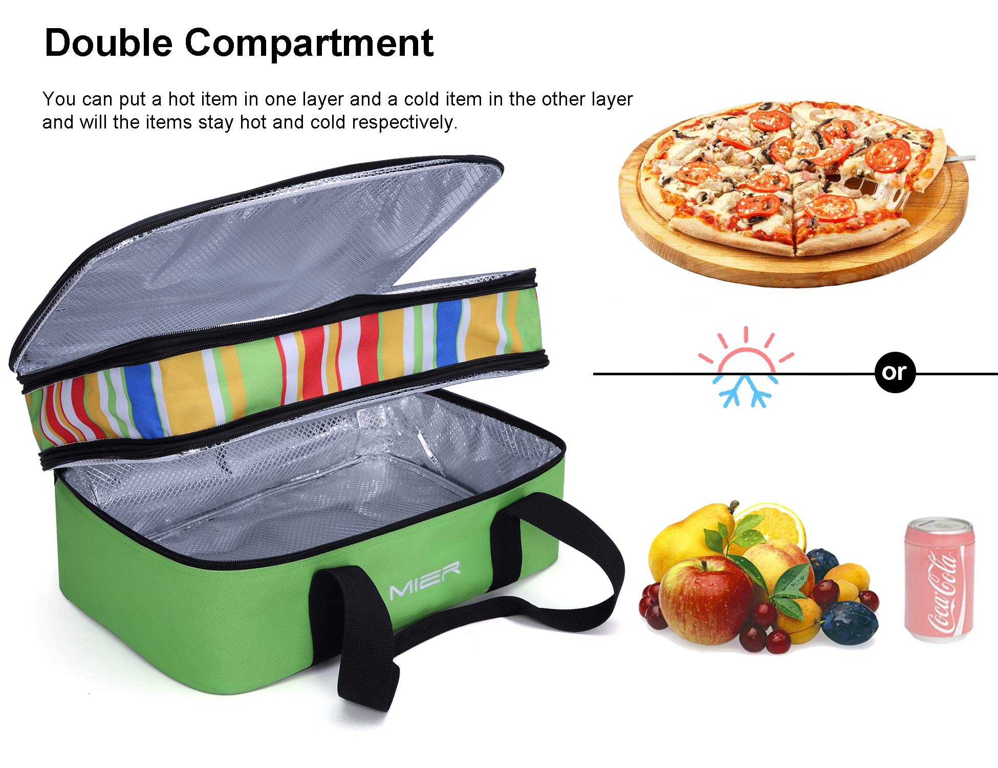 MIER Insulated Double Casserole Carrier Thermal Lunch Tote for Potluck