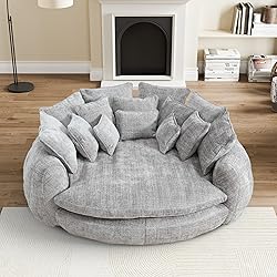81” Oversized Upholstered Sofa Bed, Round Chaise