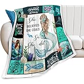Mermaid Blanket Little Mermaid Tail Throw Decor Blanket Super Warm Soft Plush Fleece Flannel Ocean Gifts for Girls Baby Kids Women Winter Couch Bedding 40"X50"