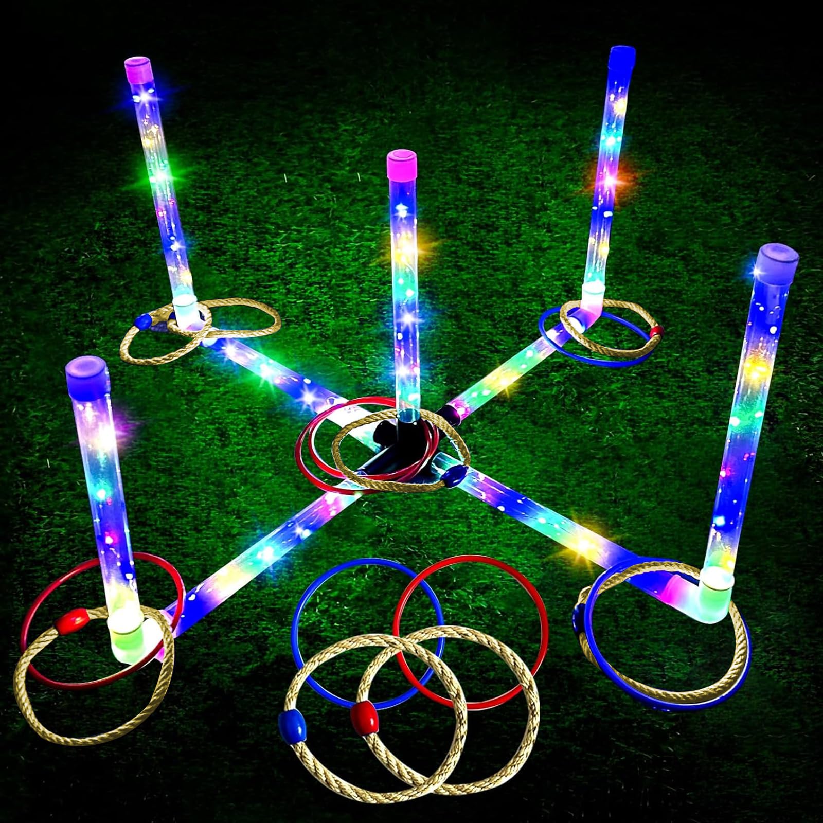 Photo 1 of Outdoor Ring Toss Game, Upgraded 15-Inch Backyard and Lawn Games for Adults & Kids, Backyard Camping Sports Activities, Best Party Gifts for Ages 8-12+ Years Old, LED Ring Toss with Carry Case