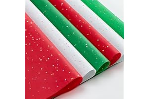 Simetufy Glitter Christmas Tissue Paper for Gift Bags, 60 Sheets 20 x 20 Inches Christmas Tissue Paper Sheets Bulk, Red Green, and White for Gift Wrapping Crafts, Birthday, and Holiday Decor