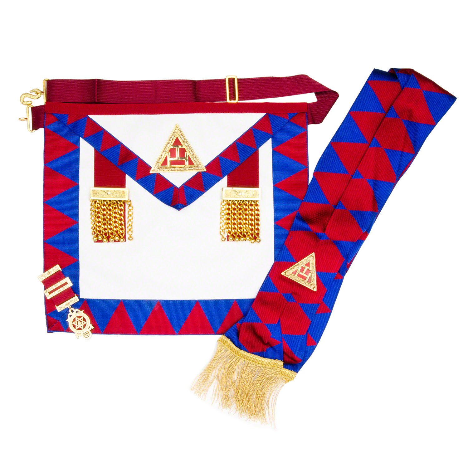 THE MASONIC COLLECTION Royal Arch Principals Imitation Leather Apron & Sash with Large Size Breast Jewel