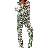 Ekouaer Women Pajamas Set Long Sleeve Sleepwear Button Down Pjs Soft 2 Piece Loungewear with Long Pants