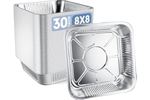 DOBI 8x8 Aluminum Pans (30 Pack) - Disposable 8 Inch Square Foil Baking Pans. Durable Standard-Size Tins for Cakes, Brownies 