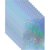 Bleidruck 25 Sheets Broken Glass Holographic Laminate Sheets Adhesive Paper | Clear Cold Laminate Sheets Holographic Sticker Paper A4 Size 8.3x11.7 In Waterproof for Documents, Photos, No Machine Needed