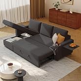Ball &amp; Cast 80" Sectional Sleeper Sofa Bed Pull Out Couches for Living Room | L Shaped Convertible Pull Out Sofa Bed with Storage Chaise