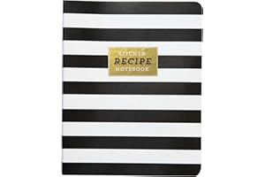 C.R. Gibson Black and White Striped Spiral Recipe Journal, 100 Pages, 7.25" x 9" (QMR-18688)