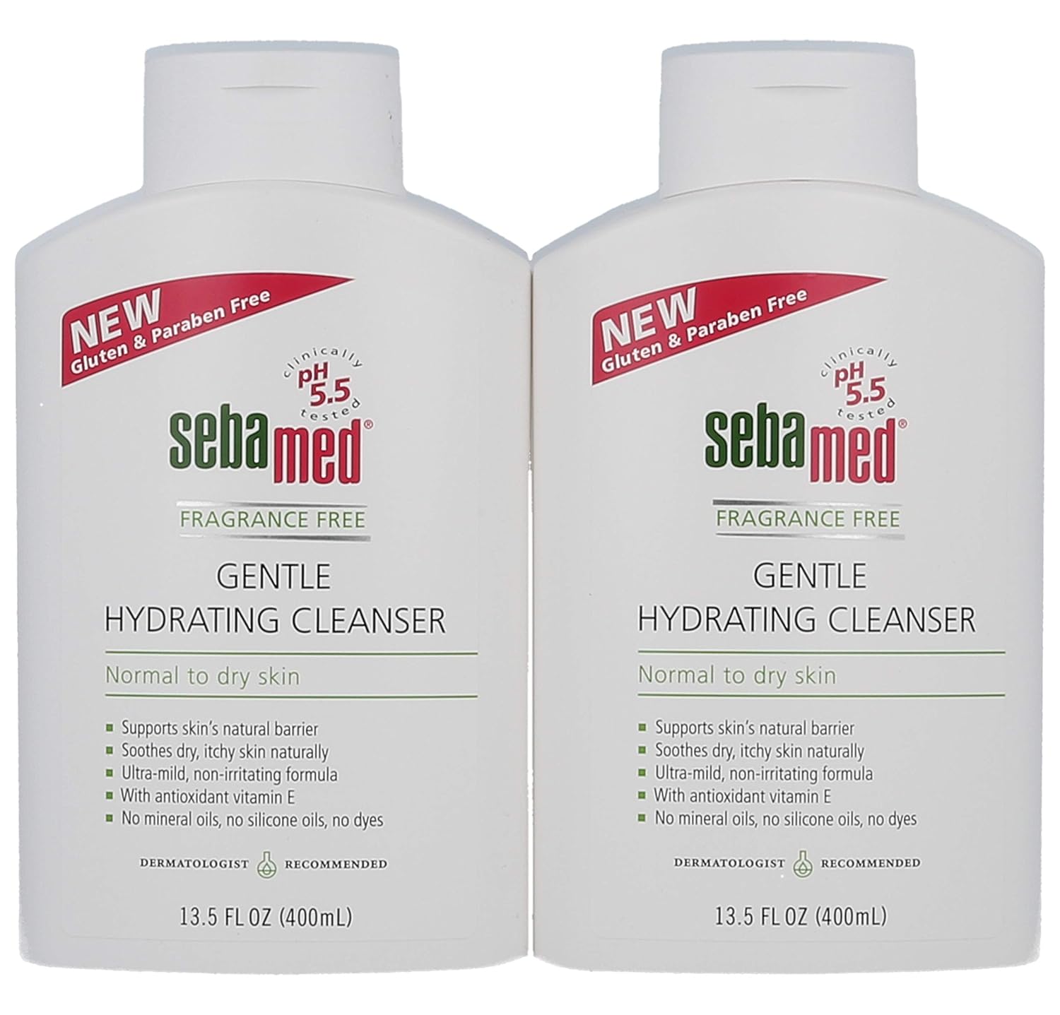Sebamed Fragrance-Free Gentle Hydrating Cleanser Ultra Mild with Vitamin E for Normal To Dry Sensitive Skin 13.5 Fluid Ounces (400 Milliliters) Pack of 2