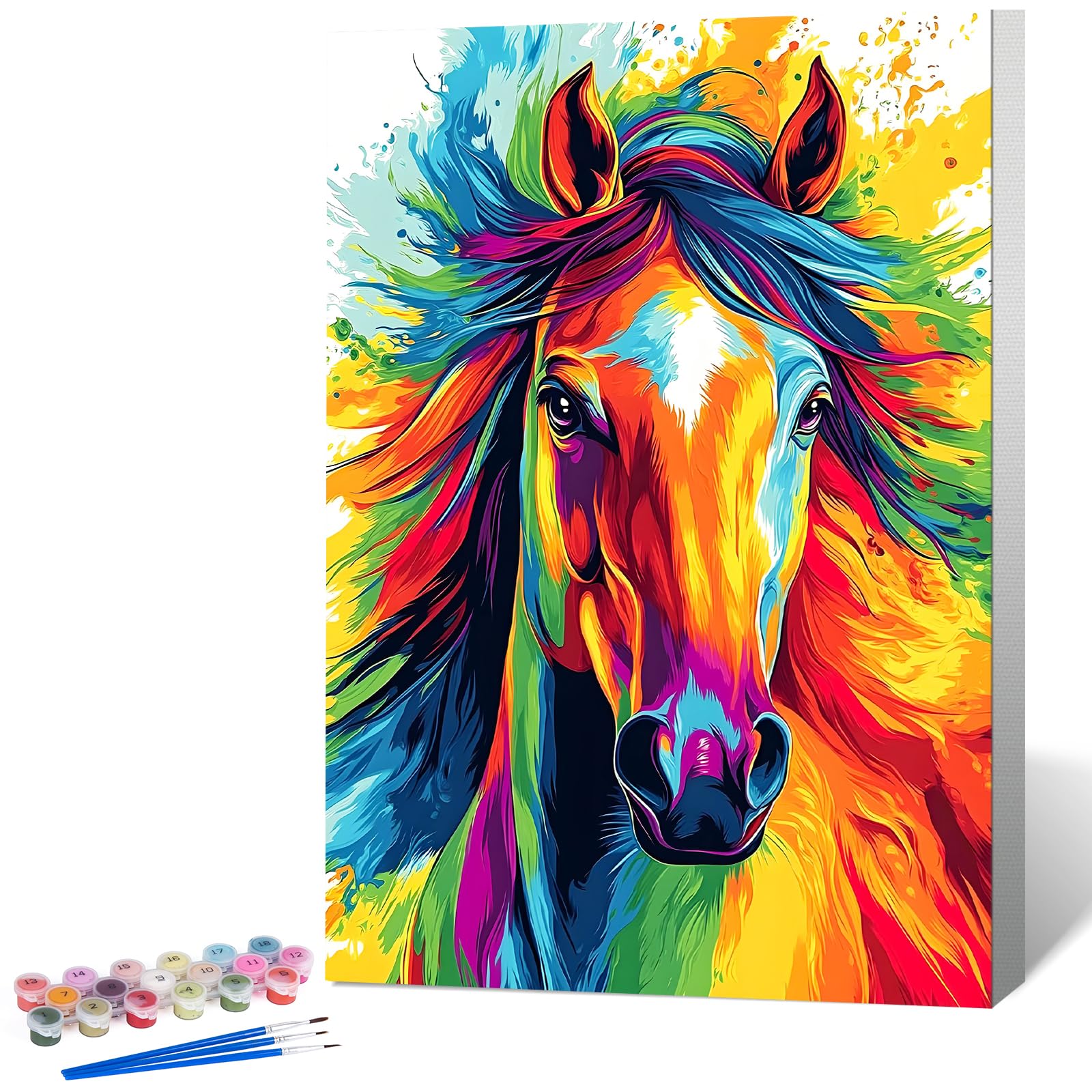 OkarinaArt Paint by Numbers for Adults with Frame Horse, Painting by Numbers for Adults with Frame Animal, DIY Acrylic Framed Adult Paint by Number Canvas Kits, Perfect for Home Decor 8 X 12 Inch