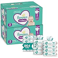Pampers Baby Diapers and Wipes Starter Kit (2 Month Supply) - Cruisers Disposable Baby Diapers Size 3 (2 x 174 Count…