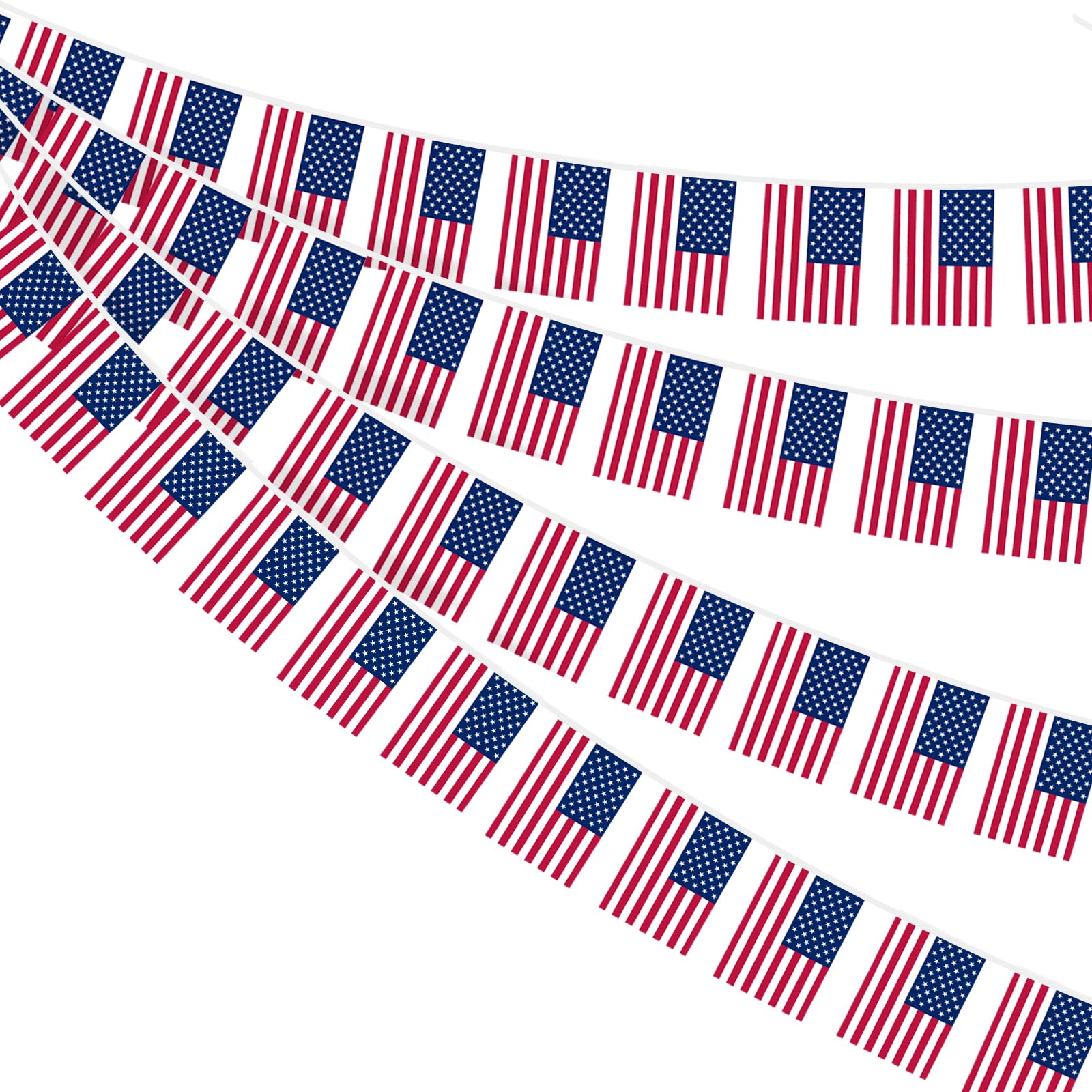 AhfuLife 10M Guirlande Drapeau USA, 2Pcs Banderole Drapeau Americain, 30 Petit Drapeau Etats Unis pour Decoration Americaine Jardin Bar Coupe du Monde Memorial Day Le Jour de l'Indépendance 4 Juillet — image 1