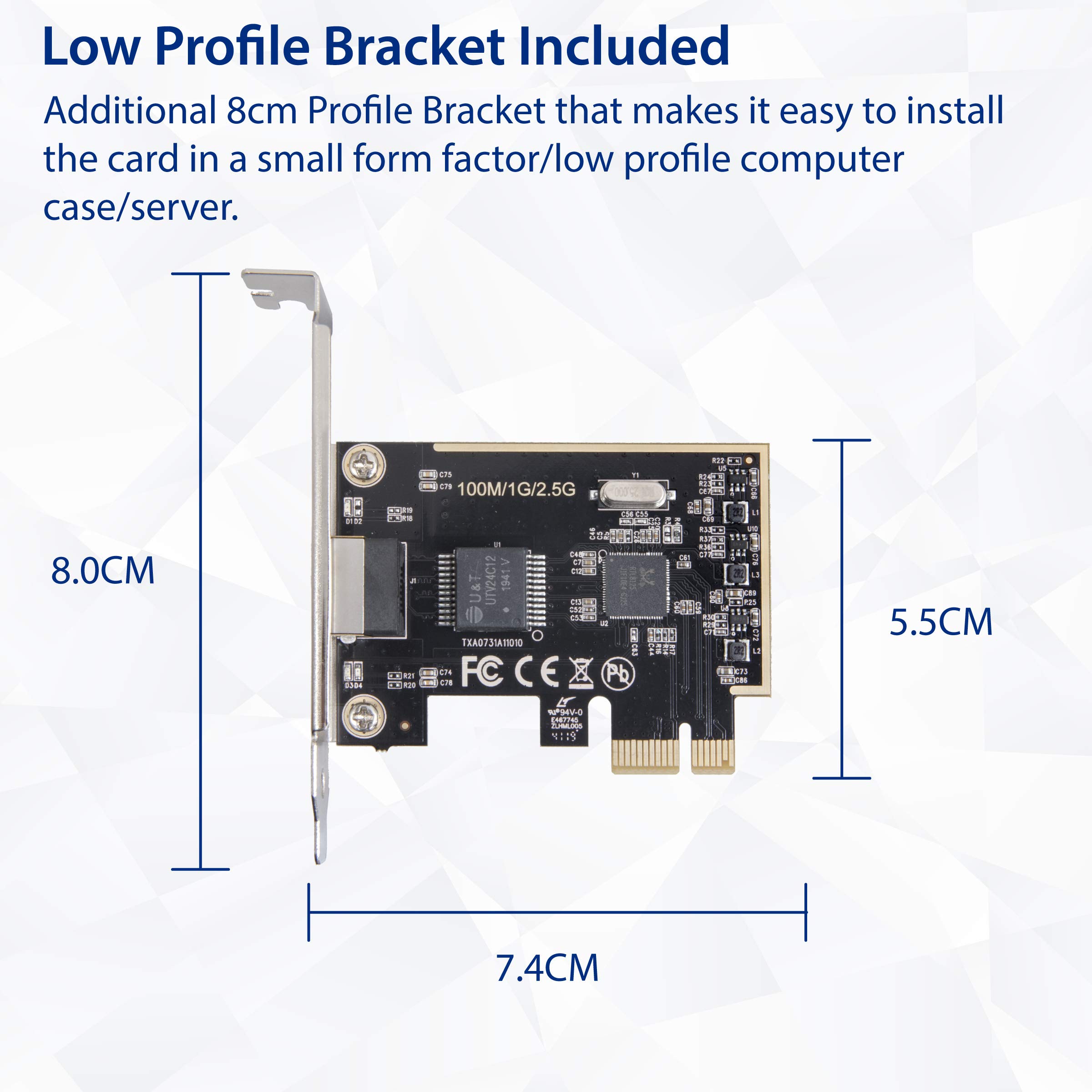 IO CREST 2.5 Gigabit Ethernet PCI Express PCI-E Network Interface Card 10/100/1000/25000 Mbps RJ45 LAN SI-PEX24059