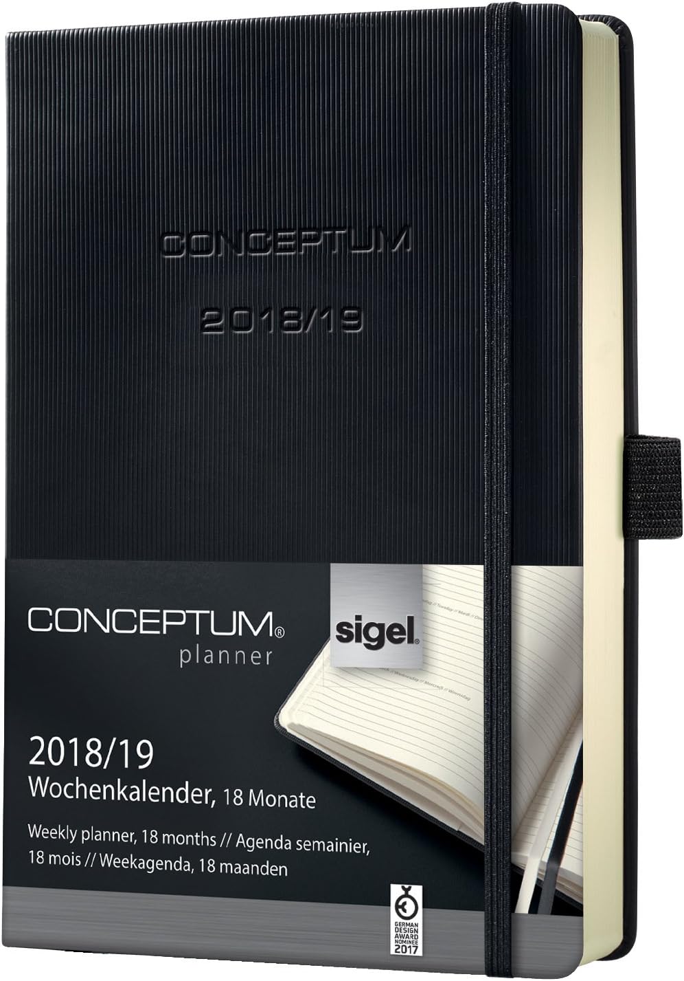 Sigel C1902 Academic Calendar 2017-2018, 18 months, approx. A6, hardcover, black, CONCEPTUM, approx. A6 (10,8 x 15,1 cm)