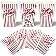 kedudes Popcorn Containers Buckets - 20 Pack Red and White Striped Jumbo Paper Popcorn Boxes - Reusable, Leak-Resistant, Grease-Proof - Ideal for Movie Nights, Parties, and Events