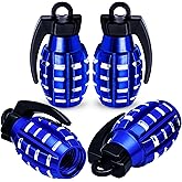 MEAJOO 4 PCS Tire Valve Stem Caps, Aluminium Alloy Tire Valve Stem Covers Universal for Cars,Trucks, SUV, Motorcycles, Bike and Bicycles (Blue)