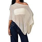 BHMAWSRT Womens Sheer Poncho Top Cute Lightweight See-through Shrug Pullover Beach Cover-up Tops