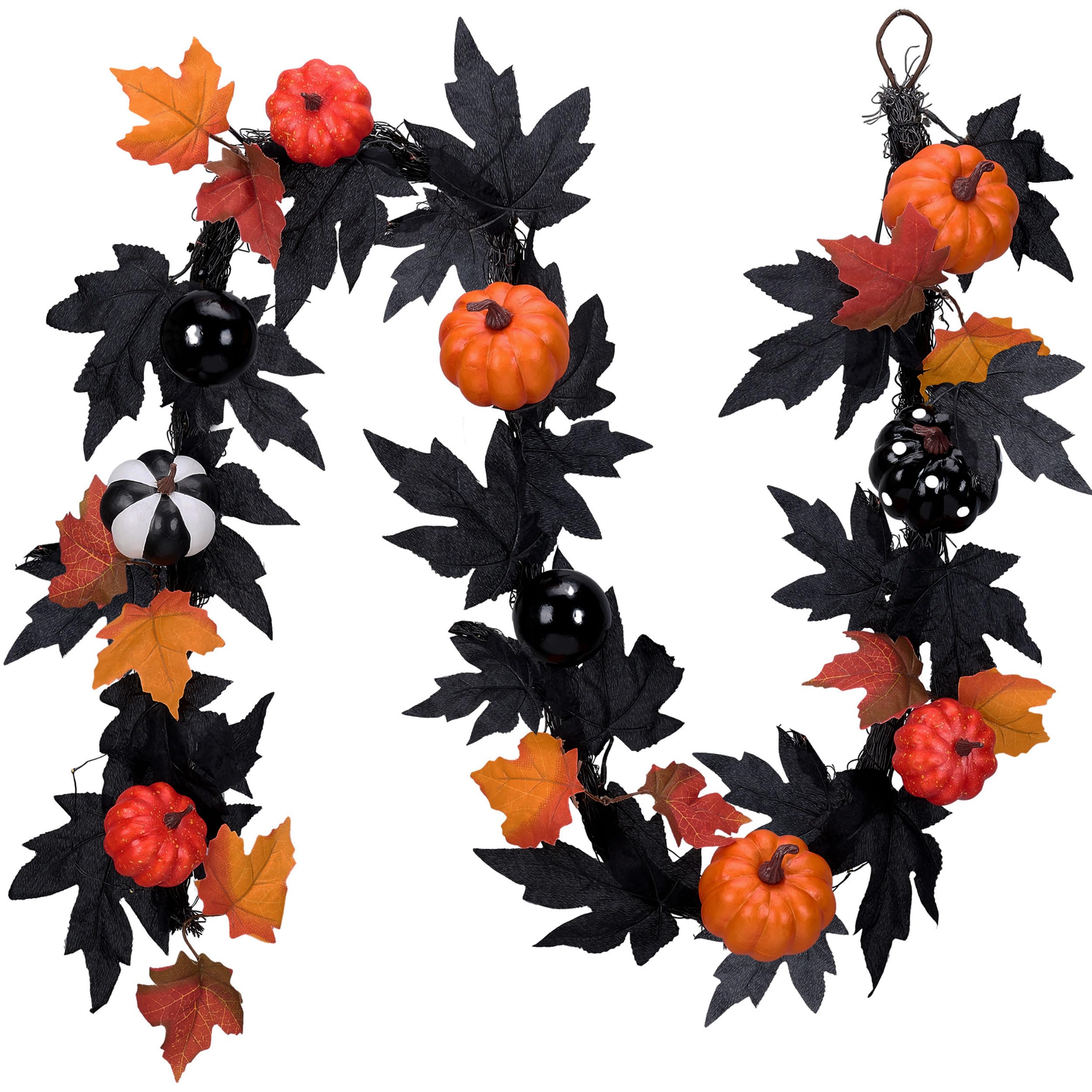 Photo 1 of ***Factory seal***
Valery Madelyn Halloween Fall Pumpkin Garland for Mantle with Lights, 6 Feet Pre-Lit Falloween Garland with Black Orange Maple Leaves Decorations Indoor for Table Centerpiece Autumn Thanksgiving Decor