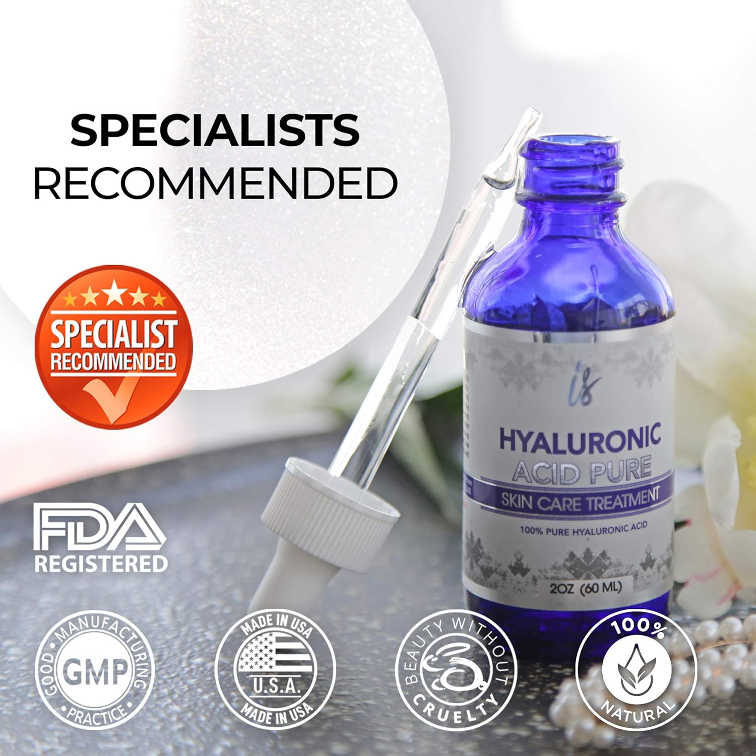 Hyaluronic Acid for Face - 100% Pure Medical Quality Clinical Strength Formula - Anti aging serum for your skin and lips (2 oz): Beauty