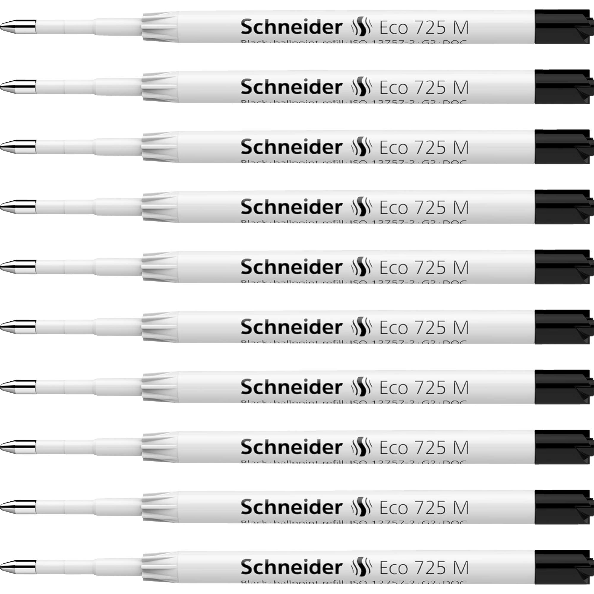 Schneider 172511 Eco 725 Ballpoint Pen Refill (Blue Angel) Medium Line Width Black (Pack of 10)