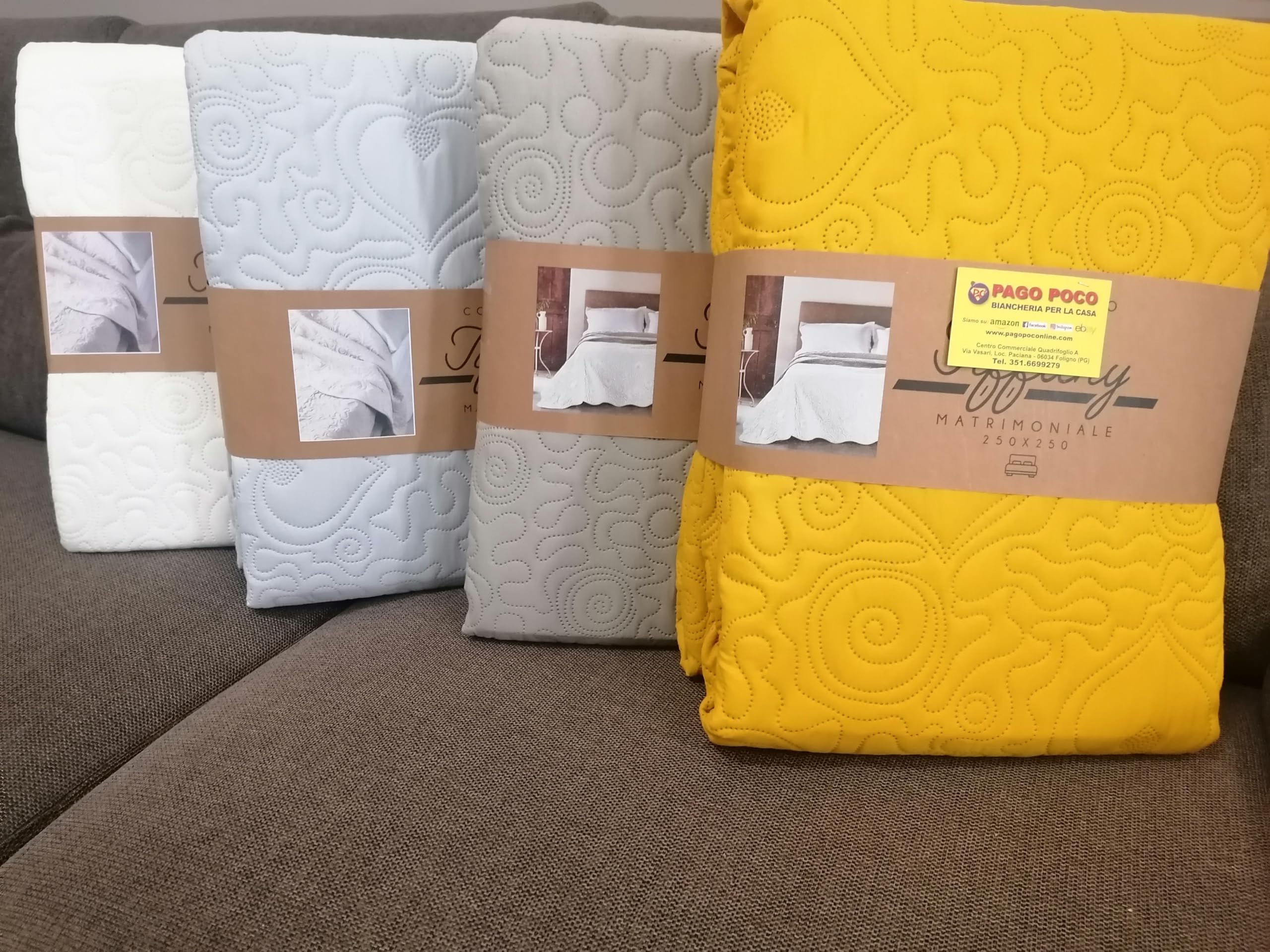 Pay Little I PAY LITTLE New!!!! Double Bedspread Quilt 260x260cm.!! Perfect for Spring-Summer!!!! Colors: White-Grey-Dove Gray (White)