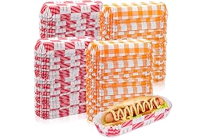 WCHOSOZH 600Pcs Hot Dog Wrappers, Disposable Paper Hot Dog Trays, Rectangular Fluted Hotdog Boats, Small to go Food Holder Ca