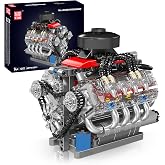 Mould King 10171 V8 Engine Model Kit that Works, 8 Cylinder Car Engine with Motor, Building Blocks Collectibles for Adults, STEM Build Set (487 Pieces)