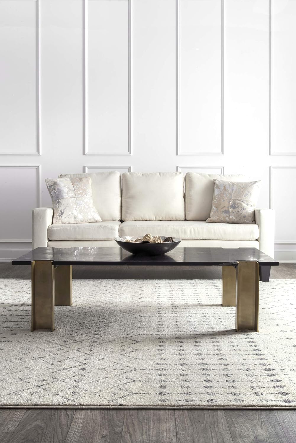 nuLOOM Moroccan Blythe Area Rug, 8' x 10', Grey/Off-white: Furniture & Decor