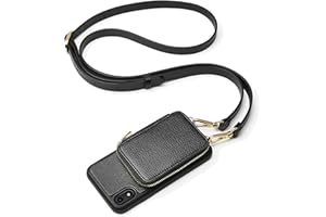 ZVE Case for Apple iPhone XR, 6.1 inch, Wallet Case with Crossbody Strap Credit Card Holder Slot Handbag Purse Wrist Zipper Strap Case Cover for Apple iPhone XR 6.1 inch - Black