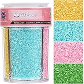 Sanding Sugar Pastel Sprinkles for Cake Decorating, 4 Colors Sparkling Green Yellow Pink Blue Decorating Coarse Sugar Crystals Sprinkles for Cake Cupcakes Cookie Ice Cream Baking Topping